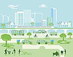 Ökologische Stadt mit Elektro-Fahrzeugen (©scusi/AdobeStock)